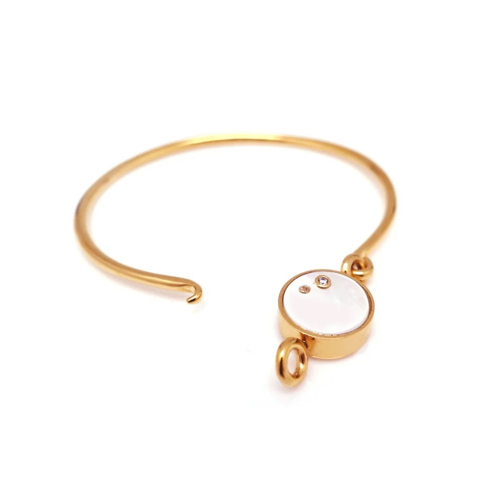 Moving Sale 🌟 Elegant Two Stone Pink Morher of Pearl Bangle - Rose Gold - Picture 13 of 14